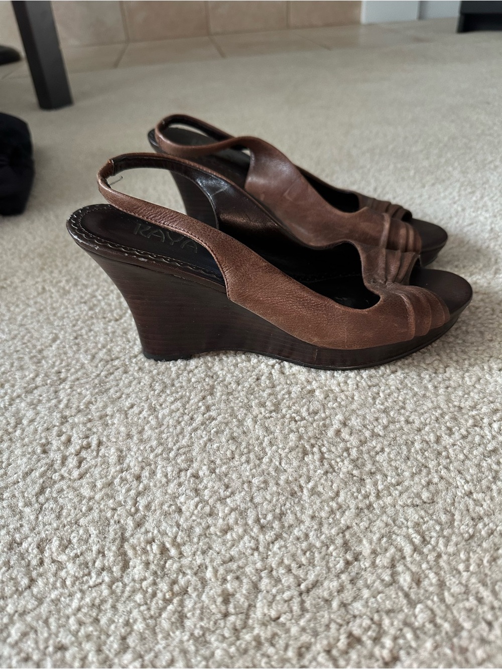 Kaya Wedge Slingback Open Toed Heels Size 8